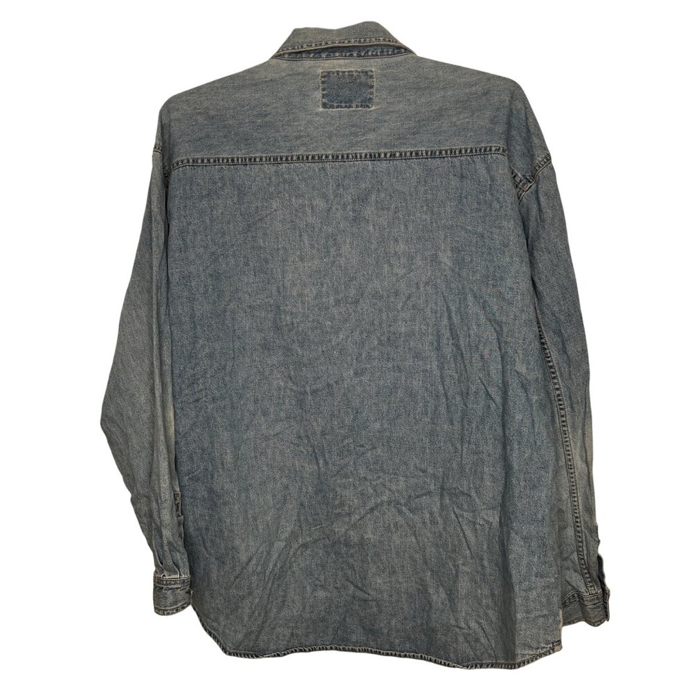 Vintage Levis Mens Denim Shirt Long Sleeve Button Up Red Tab size XXL Rodeo - Picture 2 of 12